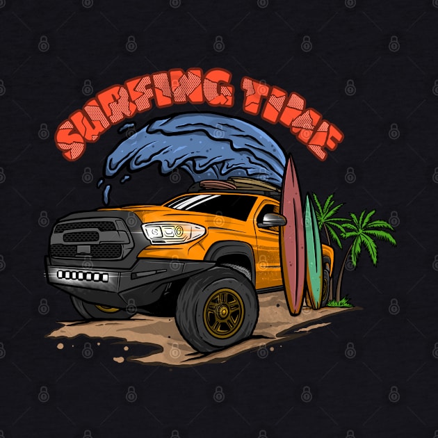 Orange Toyota 4Runner Surfing Time Holiday by 4x4 Sketch